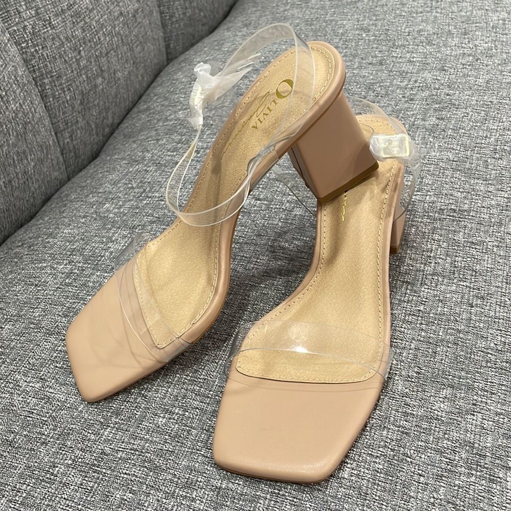 Olivia Jaymes Women's Clear Strap Block Heel Sandal